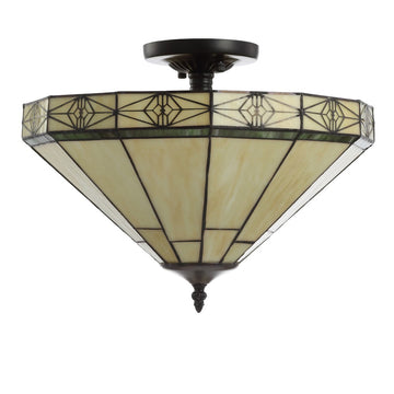Jasmine 16" Tiffany Style Glass/Metal LED Semi - JONATHAN Y